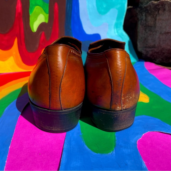 60s 70s vintage western brown leather square toe loafers main image 11